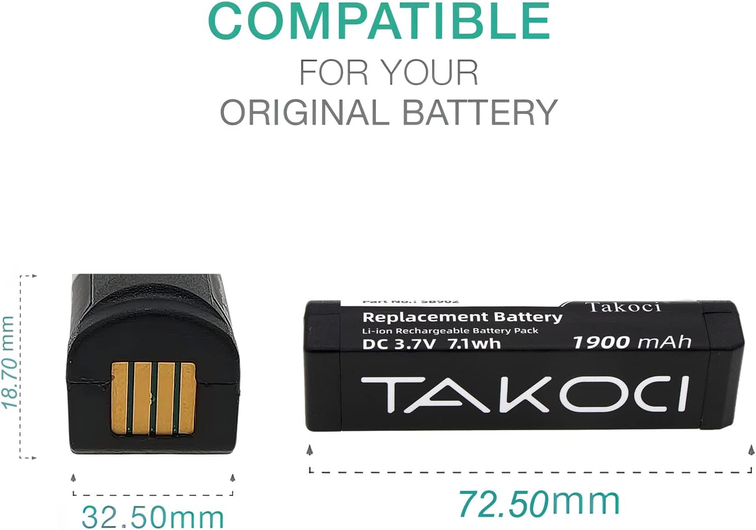 1900mAh SB902A Battery Replacement for GLX-D Digital Wireless Systems, GLXD1, GLXD2, MXW2 Wireless Bluetooth Speaker