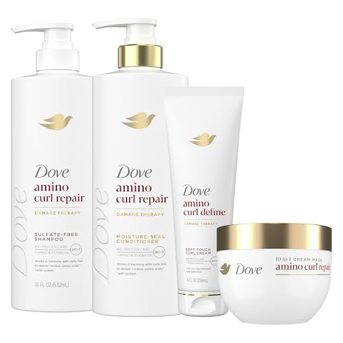 Dove Shampoo, Conditioner, & Mask Amino Curl Regimen Pack 4 Pk for Curly, Coily Hair with