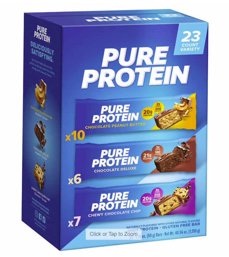 Miniatura 3 de Barras de proteína pura con alto contenido de proteínas, aperitivos nutritivos para apoyar la energía, bajas en azúcar, sin gluten, paquete variado