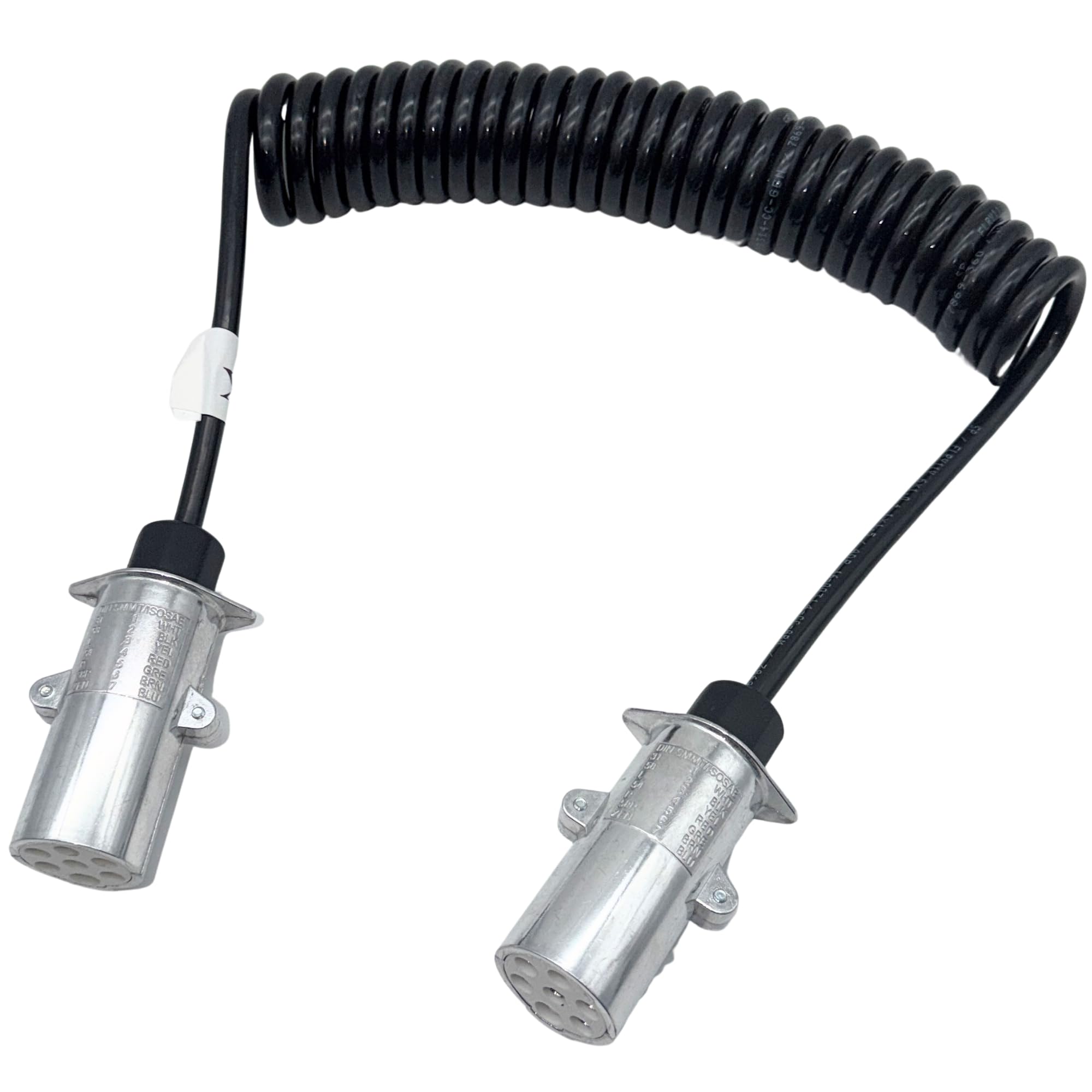 7-biegunowy kabel elektryczny 24 V typu S – aluminiowa wtyczka metalowa – przewód spiralny do samochodów ciężarowych, NFZ, przyczep, naczepy i maszyn rolniczych