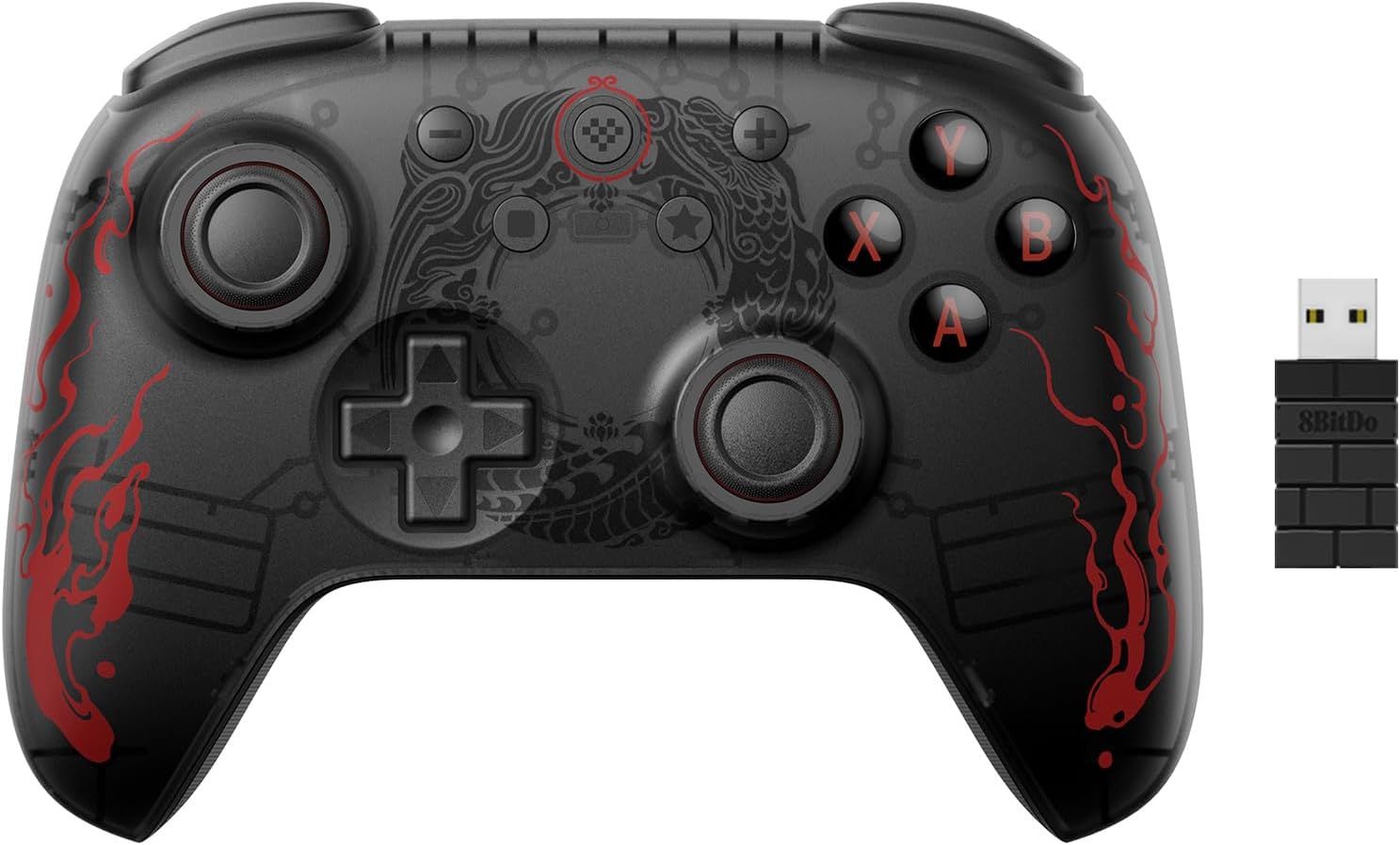 AKNES 8Bitdo Ultimate 2C Wireless 2.4G Controller for Windows PC and Android, Gamepad with Hall Effect Joysticks and Hall Triggers, 1000Hz Polling Rate, Remappable L4/R4 Bumpers - Black Myth: Wukong