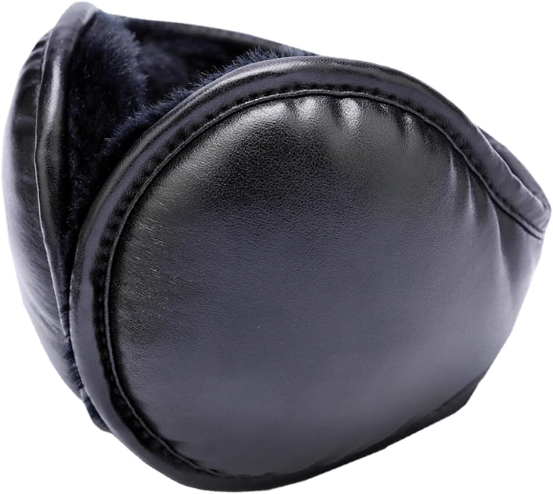 Men Winter Earmuffs Mens Foldable PU Leather Earmuffs Winter Outdoor for Outdoor Cycling Running