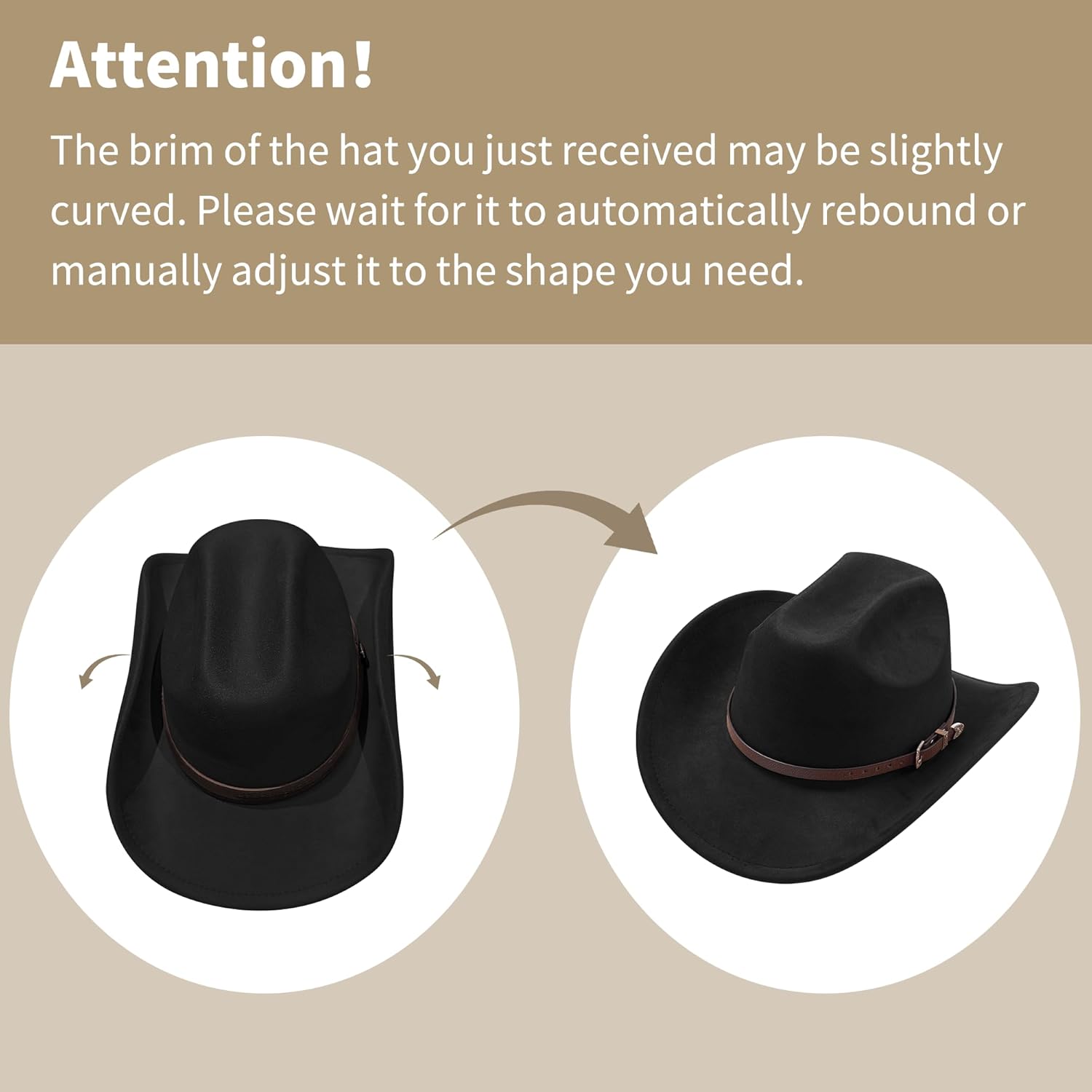 SAJUZEN Cowboy Hats for Women and Men with Wide Brim Felt Suede Western Hats for Cowgirls and Cowboys - Image 5