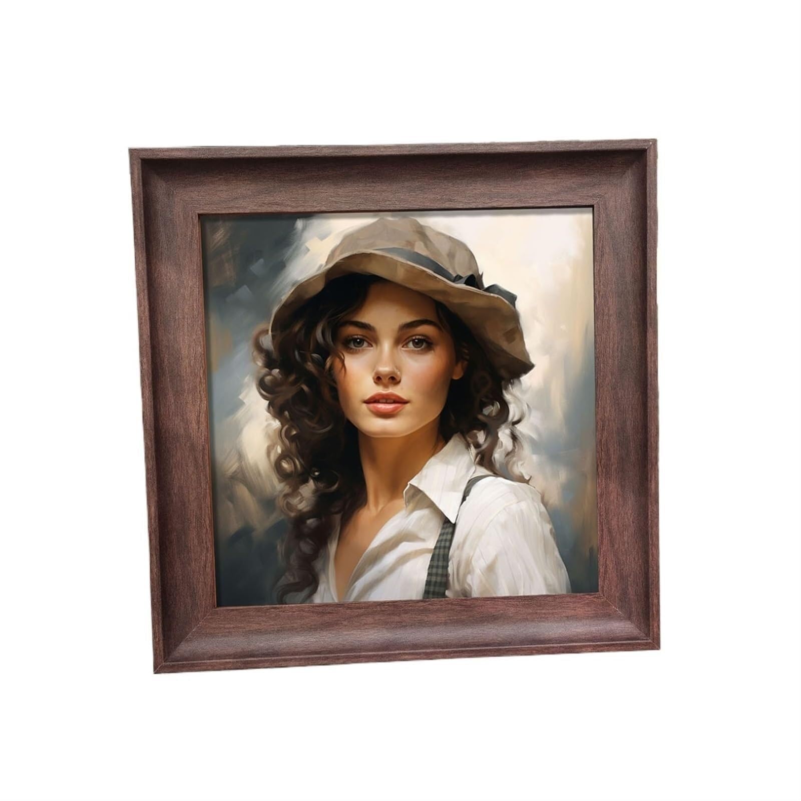 Photo Frames Vintage Wood Photo Frames For Pictures Wall 10X15 20X20 20X25cm Classic Picture Frame Stand For Decor(Walnut Color,20X20cm 8X8inch)