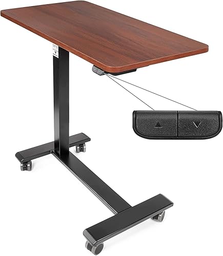 Vaunn 2023 Mesa de noche médica recién actualizada con ruedas (eléctrica, hospital y uso doméstico) - Marrón