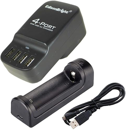 EdisonBright Fenix are-X1 18650/16340 Cargador de batería EB-4U 4 puertos USB estación de carga