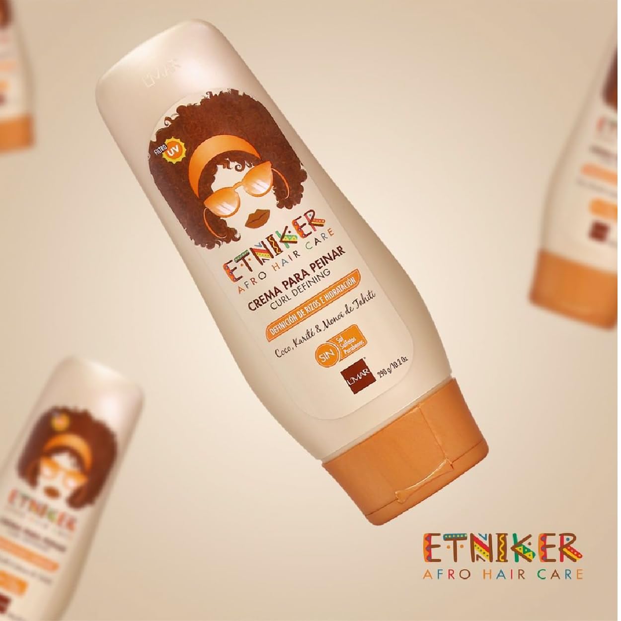 L'mar Etniker Styling Cream Afro Hair Care Curl Defining Coco Karite & Monoï Of Tahiti Salt Free, Sulfates and Parabens | LMAR Etniker Crema Para Peinar Definición de Rizos Hidratacion (17oz-500ml)