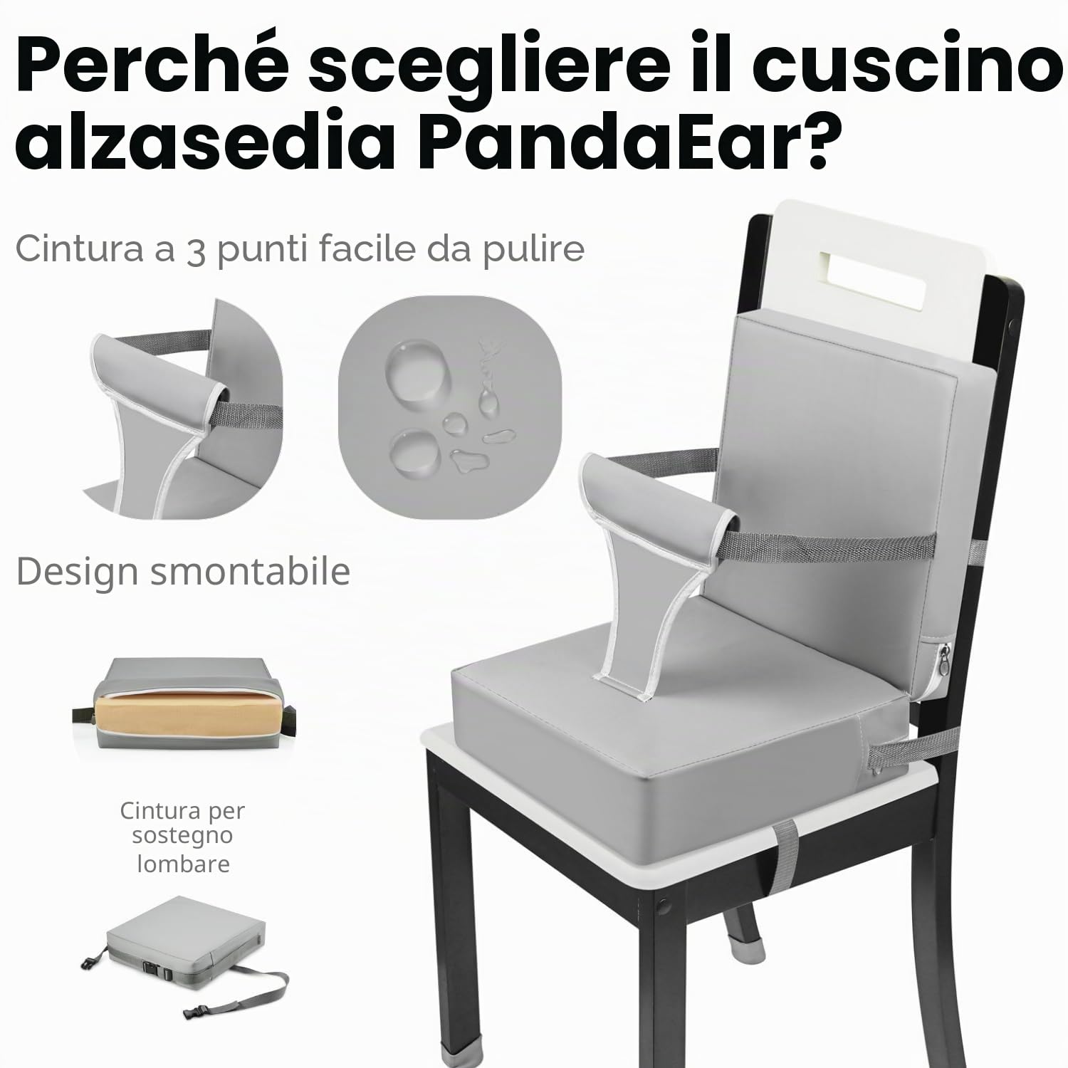 PandaEar Seggiolone per Bambini Portatile da Tavolo con Cuscino da Viaggio e Cintura Regolabile