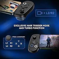 Vista 5 de M1 - Controlador móvil para juegos para iPhone (Lightning) con placa de conducción de enfriamiento, joysticks de efecto Hall, controlador de iPhone