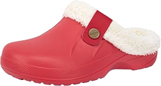 Women and Men Fur Lined Clogs Memory Foam Warm Fuzzy Slippers Winter Waterproof Indoor Outdoor Slipper