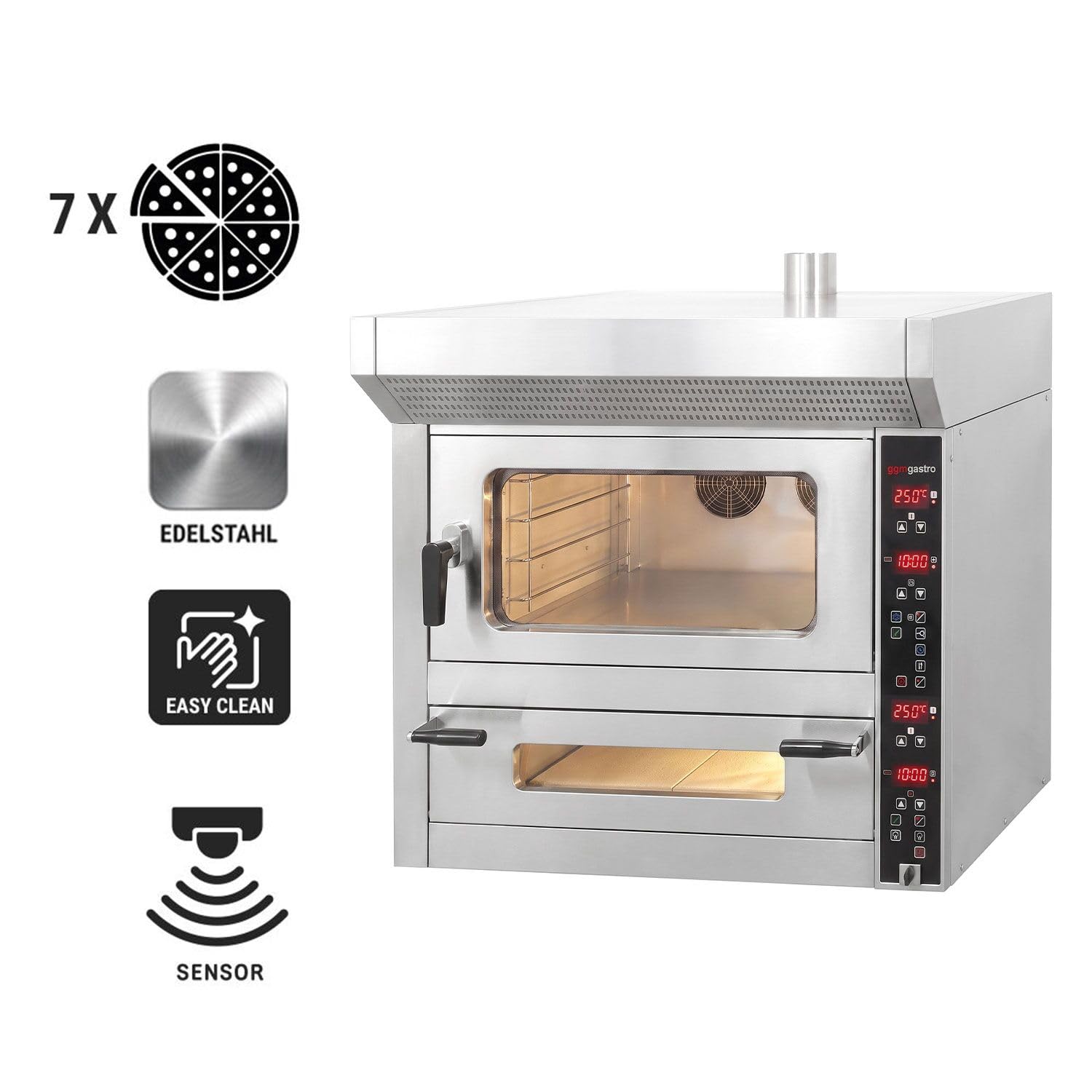 GGM Gastro | KOE182 | Bäckerei-Heißluftofen - 4x EN 600x400 & Pizzaofen - 7x Ø 25cm - Digital