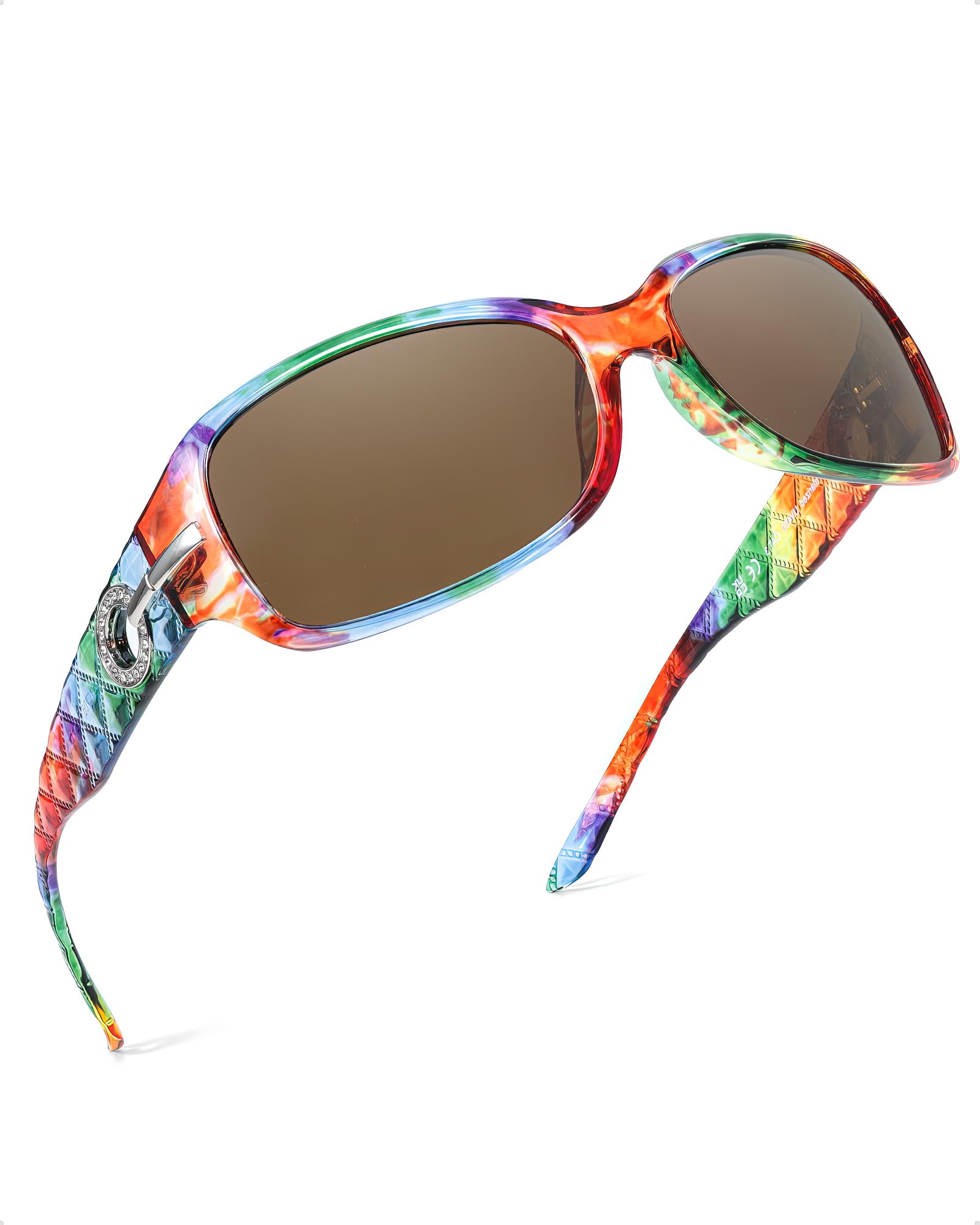LVIOE Sonnenbrille Damen Polarisiert Vintage Groß Wraparound-Design Blendschutz mit UV400 Schutz