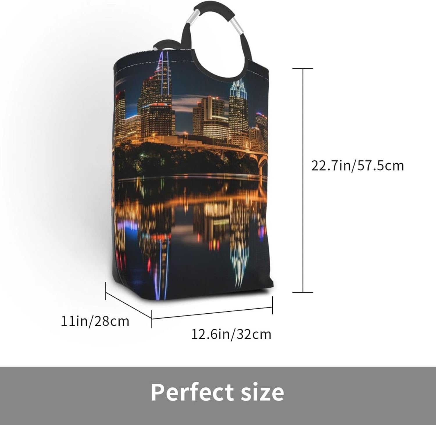 Austin Texas3 Print Laundry Hamper With Handle, Large Laundry Bags Collapsible Dirty Clothes Basket For Bathroom