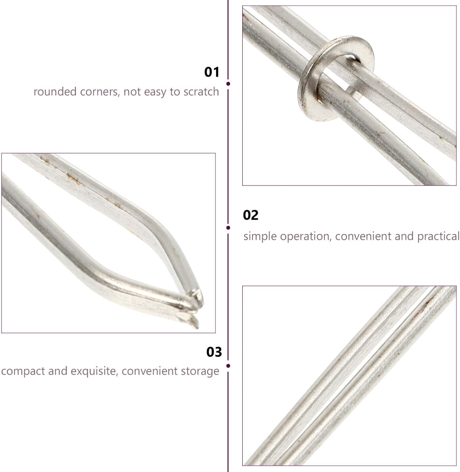 50pcs Threading Needle Sewing Utility Clips for DIY Work, Silver