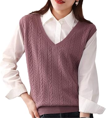 Zadaos Womens Knitted Vest Short Wild V-Neck Sleeveless Twist Sweater Small Waistcoat
