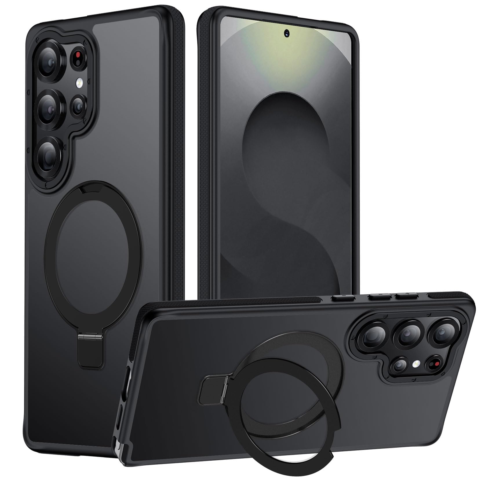 Mondelete for Samsung Galaxy S25 Ultra Case, Magnetic Adjustable Ring Stand [Fit for Magsafe], [Military-Grade Shockproof Protection] Phone Case for