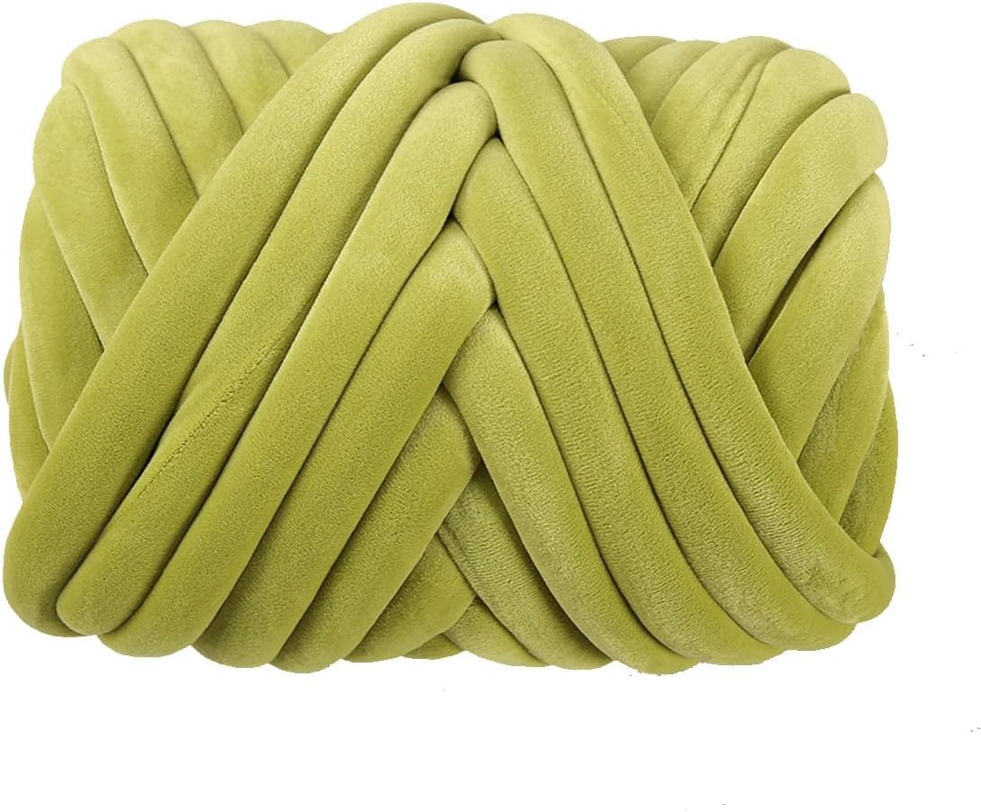 Velvet Chunky Yarn Bulky Giant Arm Knitting Y arn, Super Soft Tubular Weight Jumbo Yar n,DIY Crochet Hand Knitting Thick Ya rn for Blanket,Pet Bed, Rugs Pillow,Handbag(2.2lb-Green)