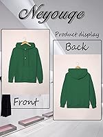 Vista 3 de NEYOUQE Sudaderas de moda para otoño e invierno con botones de cuarto para mujer, estilo casual, de moda, cuello redondo