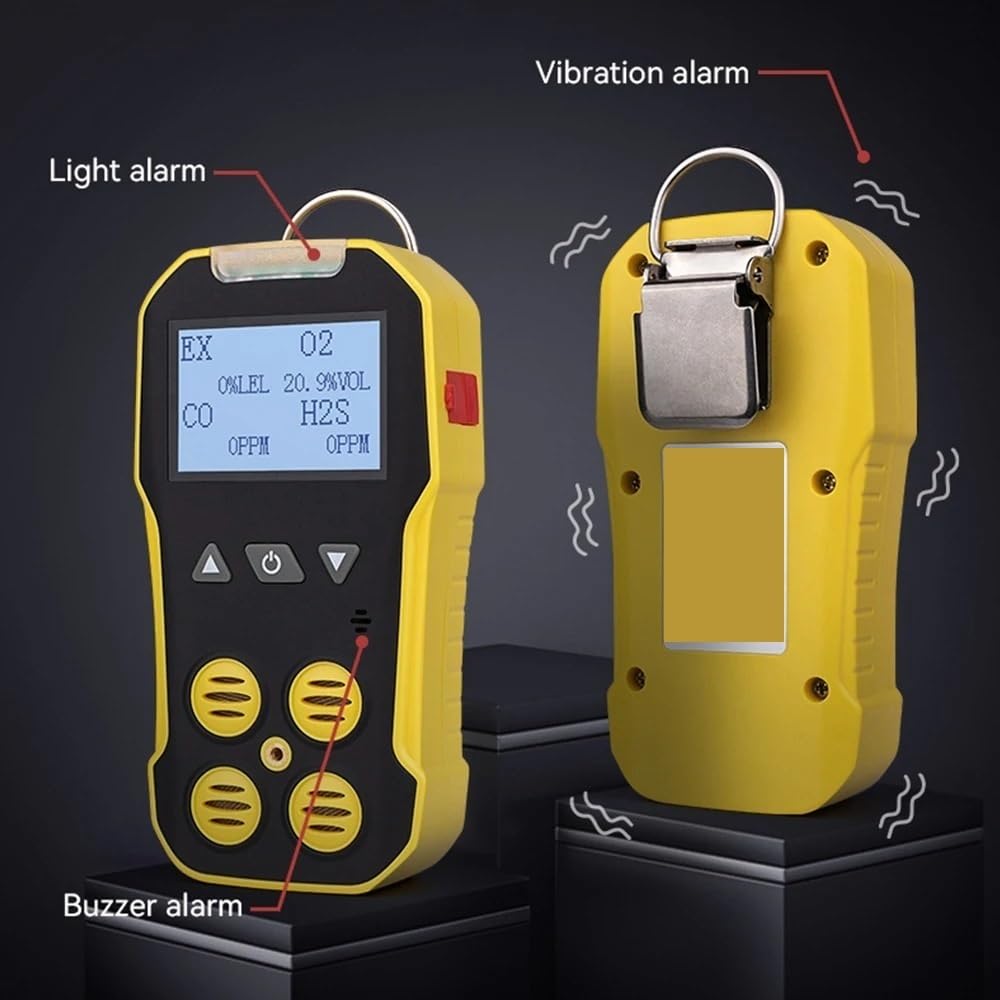 Detector de Gas, Detector de gas múltiple 4 en 1 Medidor de gas Oxígeno Sulfuro de hidrógeno Monóxido de carbono Combustible