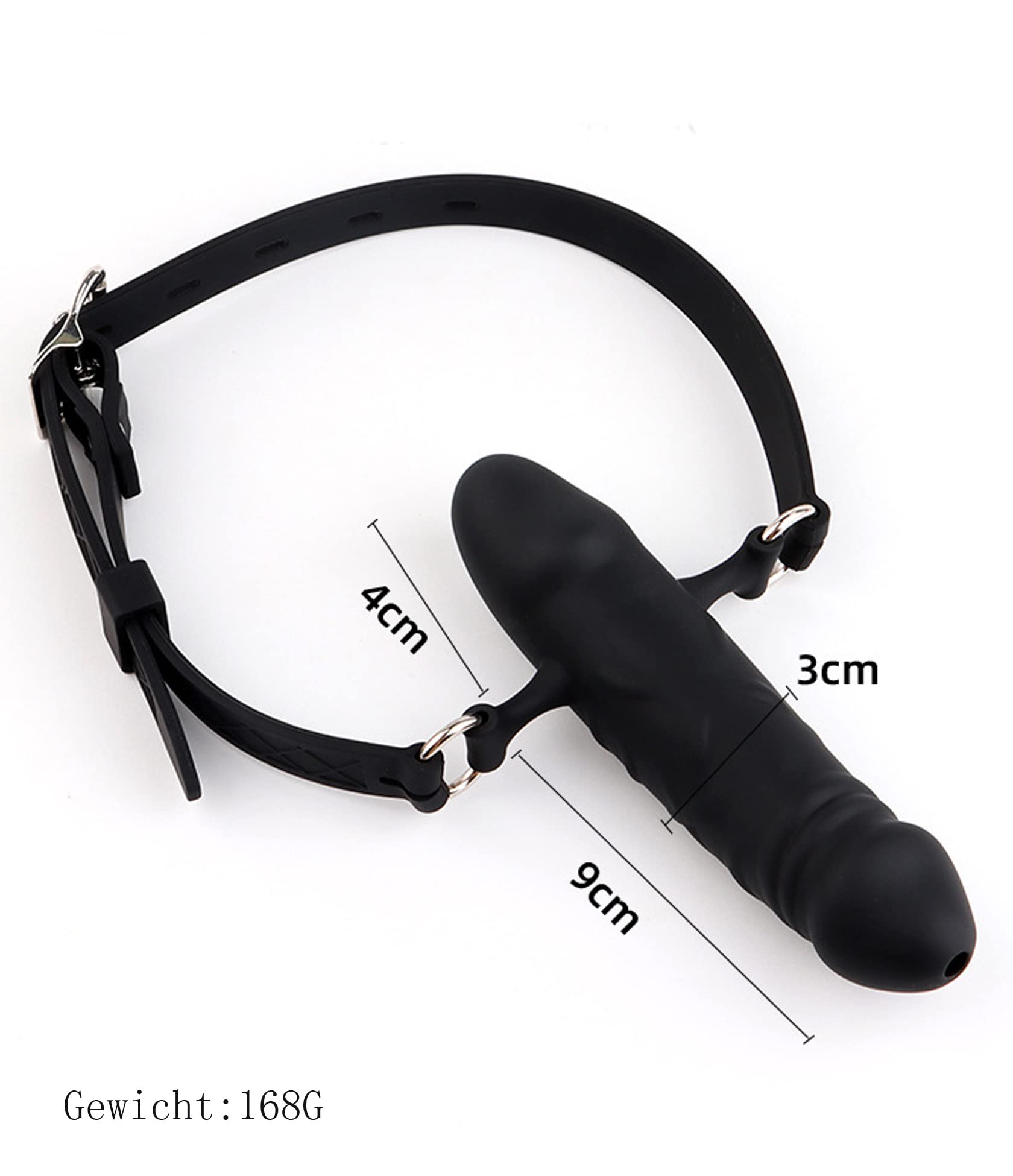 JINGHUA3 BDSM Consolador Mordaza Pene Boca Mordaza Consolador Anal Mordaza Ajustable con Consolador de Erótica Extrema para Mujeres y Hombres de Fiesta Bondage Coqueteo Juguete Sexual (Negro)