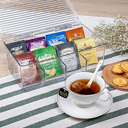 2 Pack Stackable Tea Bag Organizer, Vtopmart Plastic Storage Box For Kitchen Pantry Cabinets And Countertops, Holder Bags, Coffee, Sugar Packets, Small Packets #TOP6