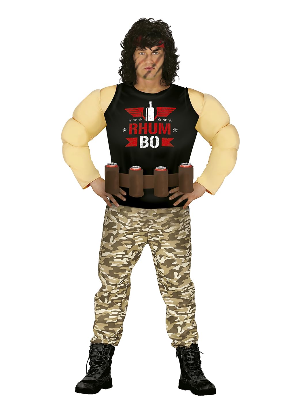 FIESTAS GUIRCA Rhum Bo Muscled Military Warrior Fancy Dress Costume - Funny Costume with Beer Holder Stag Do Comedy Outfit for Men Size M
