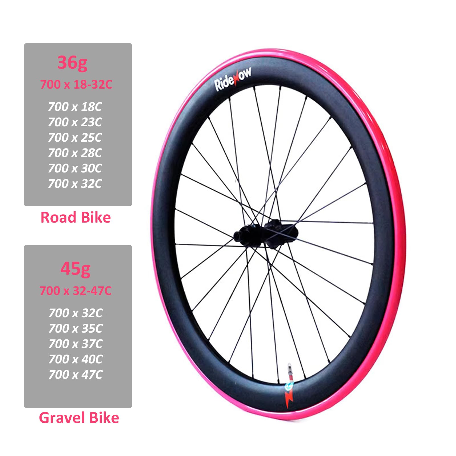 Ridenow Lot de 2 chambres à air en TPU 700 C x 18-32 C/32-47 C super légères pour vélo de route/gravier valves Presta (kit de réparation inclus)