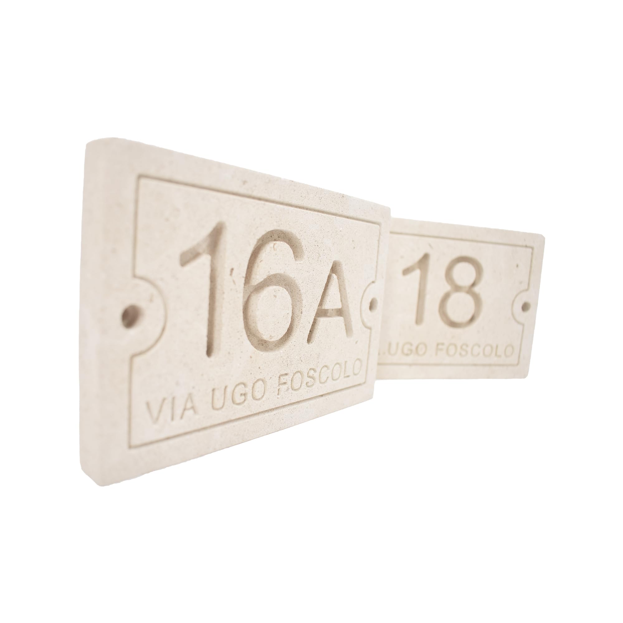 Numero civico esterno personalizzato in PIETRA LECCESE con nome della Via i misura 10 cm x 15 cm x 2 cm- personalizzabile
