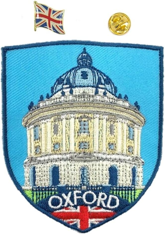 A-ONE 2 PCS Pack- Oxford Embroidered Patch+England Flag Lapel Pin, Oxfordshire Landmark, University Metal Pin, Colorful Decotative Accessories for Laptop Clothes and Household Decoration NO.266P