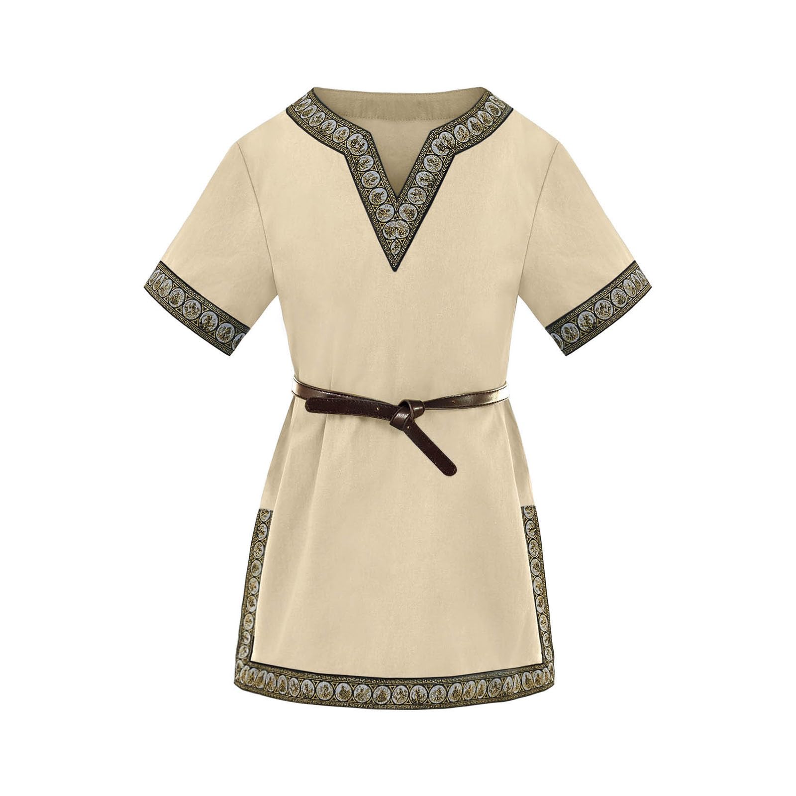 Modaworld Girls Viking Costume, Boys' Medieval Tunic, Children's Cosplay T-Shirts, Halloween, Renaissance, Warrior, Knight Tops