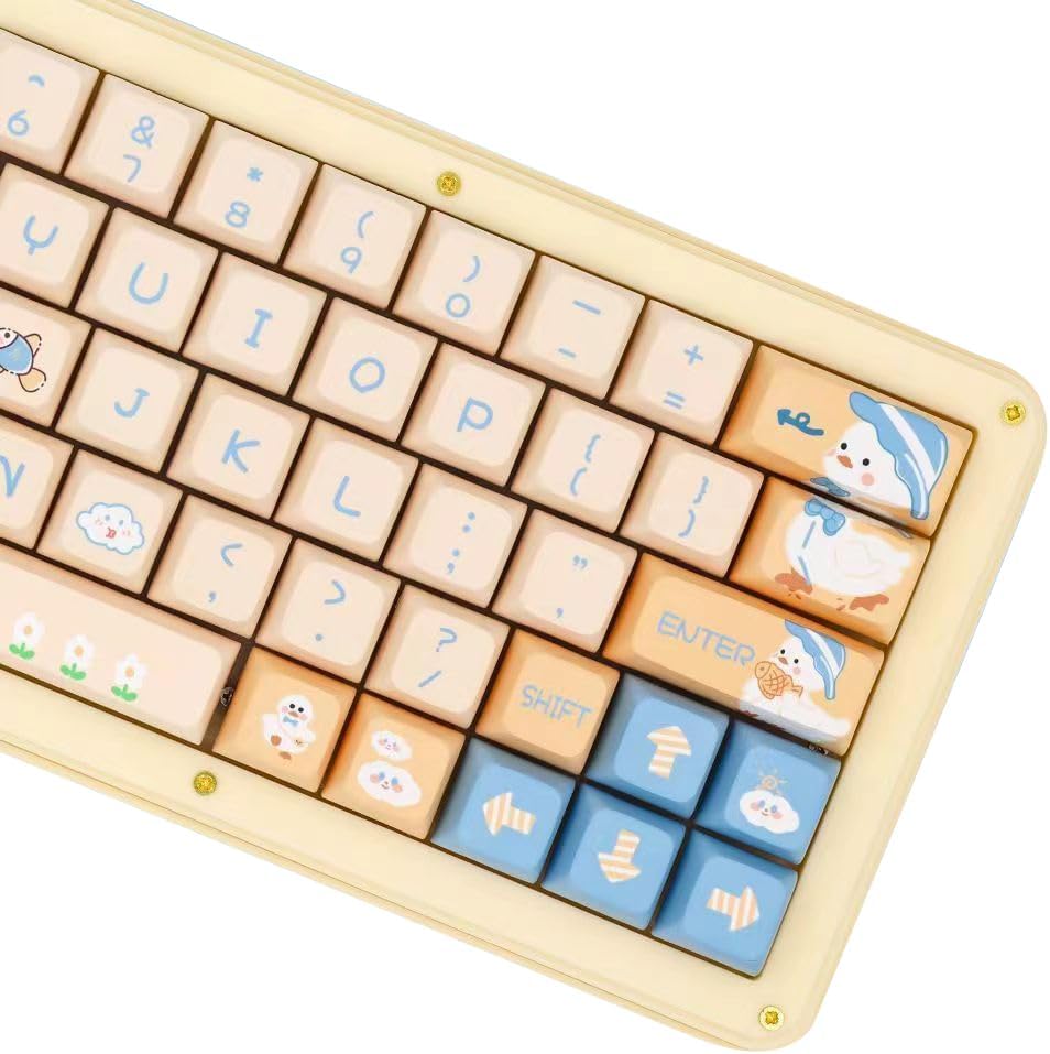 daixiahu Cute Duck Theme keycaps 144 Key PBT keycaps XDA Custom keycap Set is Suitable for 61/87/104/108 Cherry MX Switch and Other Mechanical Keyboards
