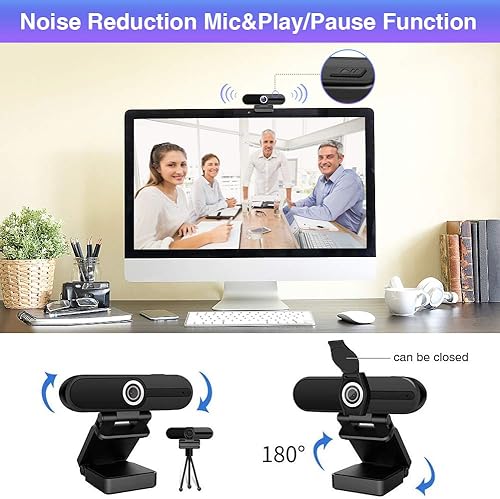 Miniatura 6 de GoHZQ Cámara web 4K con micrófono y cubierta de privacidad, cámara USB Ultra HD de 8 MP para computadora/portátil/Switch 2, videollamadas Pro