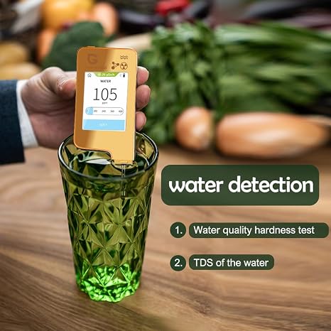 Greentest Gold Nitrate Tester Geiger Counter Nitrate Testing Kit for Meat, Fish, Fruit, Vegetable Nitrate Tester Water Meter TDS PPM Analyzer & Geiger Counter Combo for Food (Gold) E6