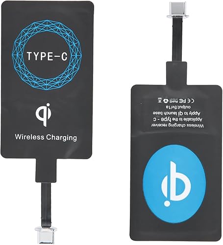 Receptor de carga inalámbrico de 2 piezas, adaptador tipo C QIWireless Chargerand, diseño de etiqueta autoadhesiva, receptor de carga para teléfono