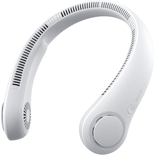 JISULIFE Portable Neck Fan, Hands-Free Bladeless, 5 Speeds, 4000 mAh Battery Operated Wearable Personal Fan, Twistable, Rechargeable, Gift for Women Men-Grey