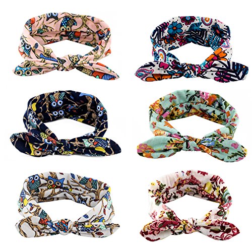Yeshan Women and Girls Stretch Rabbit Bow Headbands/Bandana/Turban/Headwrap Twisted Yoga Hairband,pack of 6