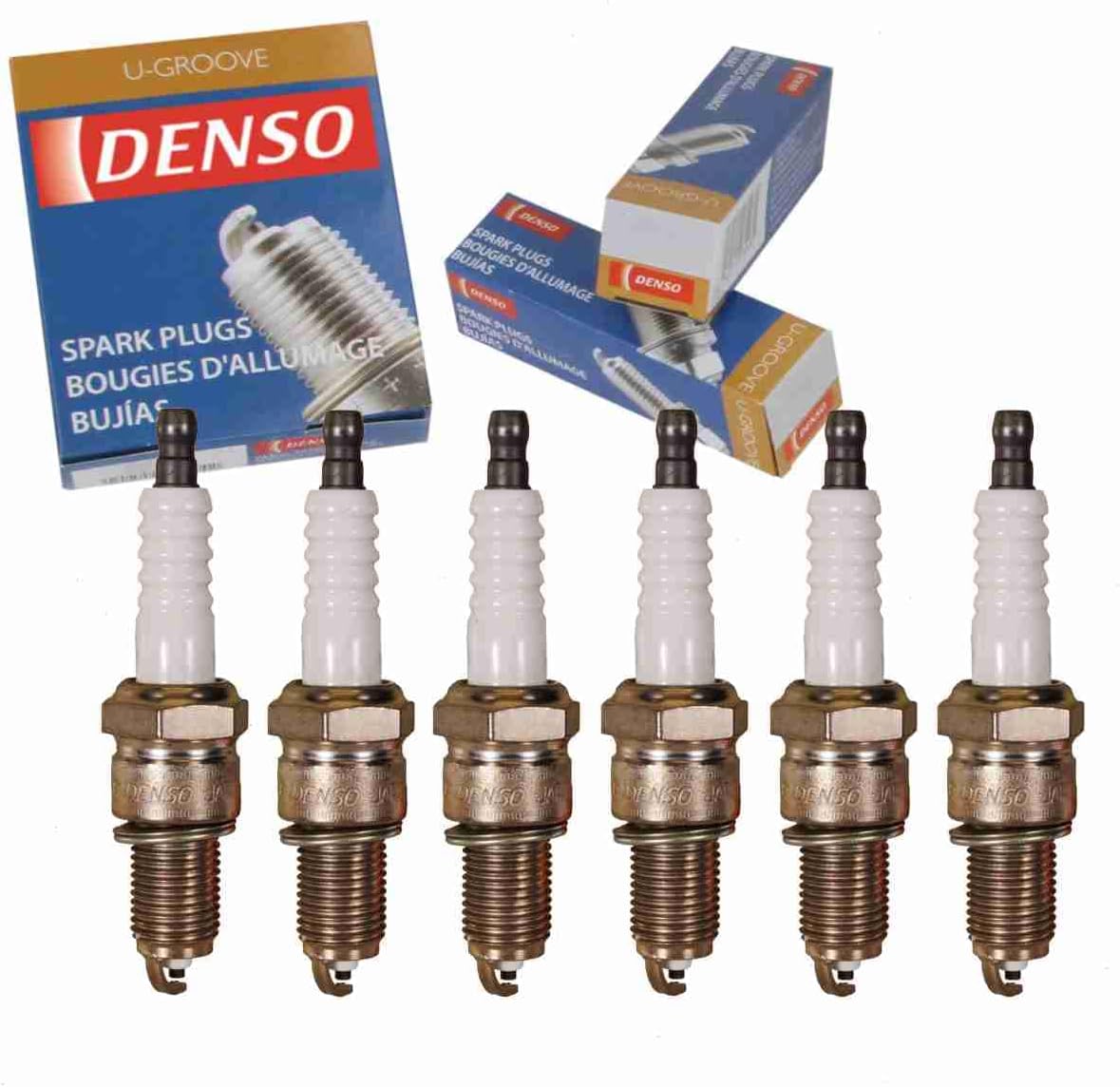6 pc DENSO Standard U-Groove Spark Plugs compatible with Toyota Land Cruiser 3.9L 4.2L L6 1967-1987