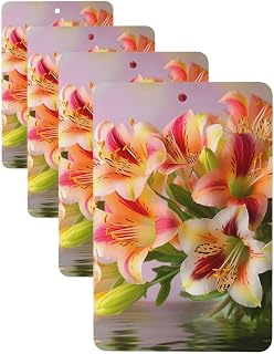 Alstroemeria Car Air Fresheners 4 Pcs Rectangle Hanging Car Air Freshener Fragrance Scented Cards Auto Mirror Pendant Aromatherapy Tablets For Car Home Office Closet Bathroom