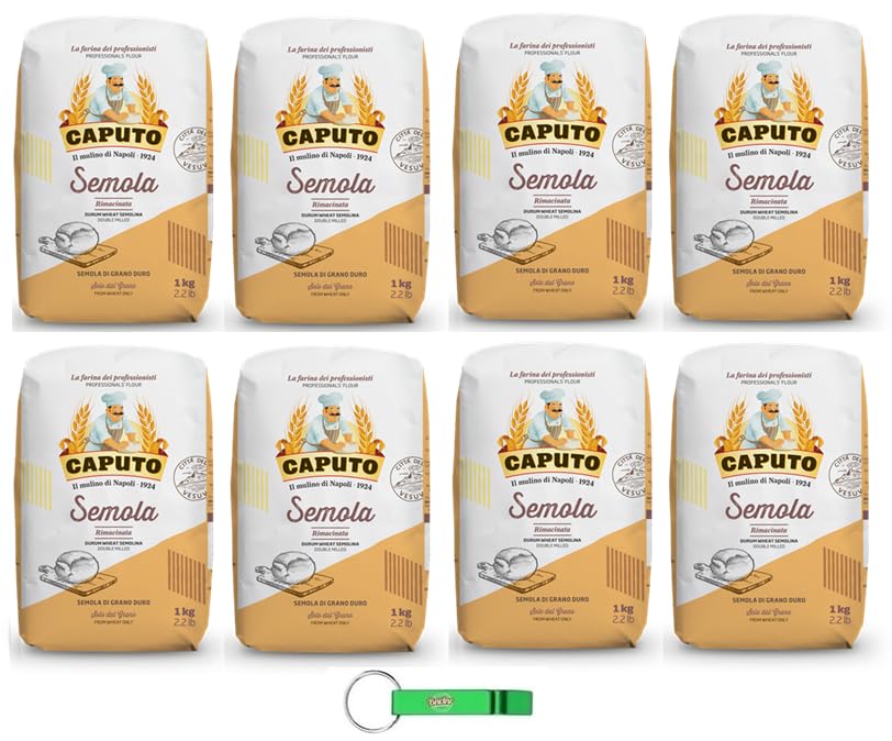 Caputo Semola Rimacinata - 8 sémolas de trigo duro molidas ideales para pizza napolitana - 1 kg + llavero Beni Culinari gratuito