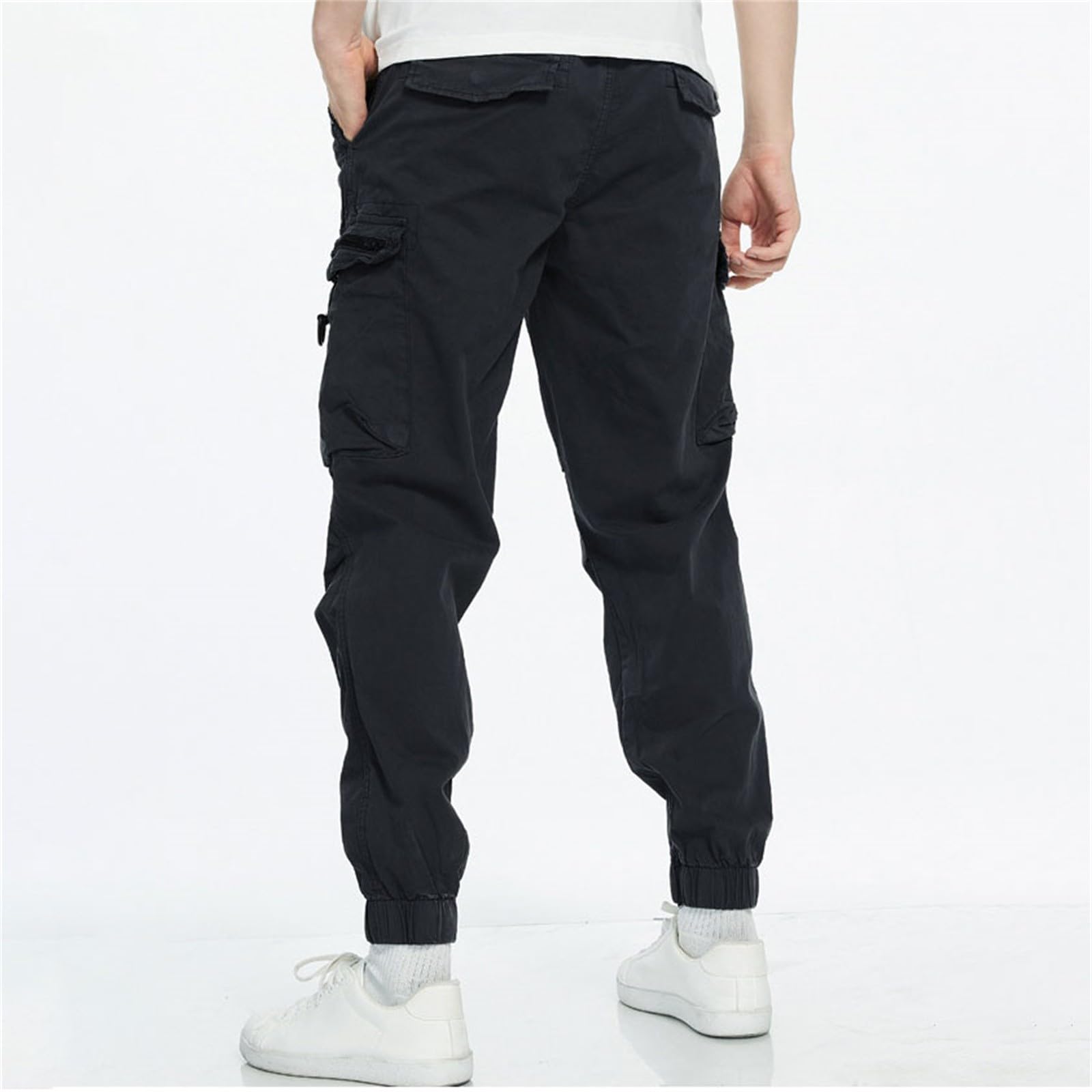 Generisch Pantalones cargo chinos para hombre con bolsillos, pantalones cargo elásticos, pantalones de chándal para hombres con cintura elástica, pantalones cargo de algodón, pantalones cargo