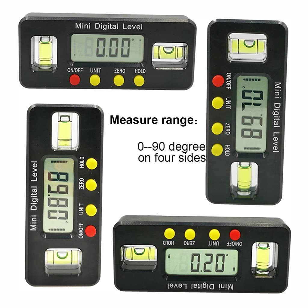Cyfrowy kątomierz, kątomierz, 100 mm, elektroniczna skrzynka poziomicowa z magnetycznym pomiarem kąta, narzędzie stolarskie, czarna