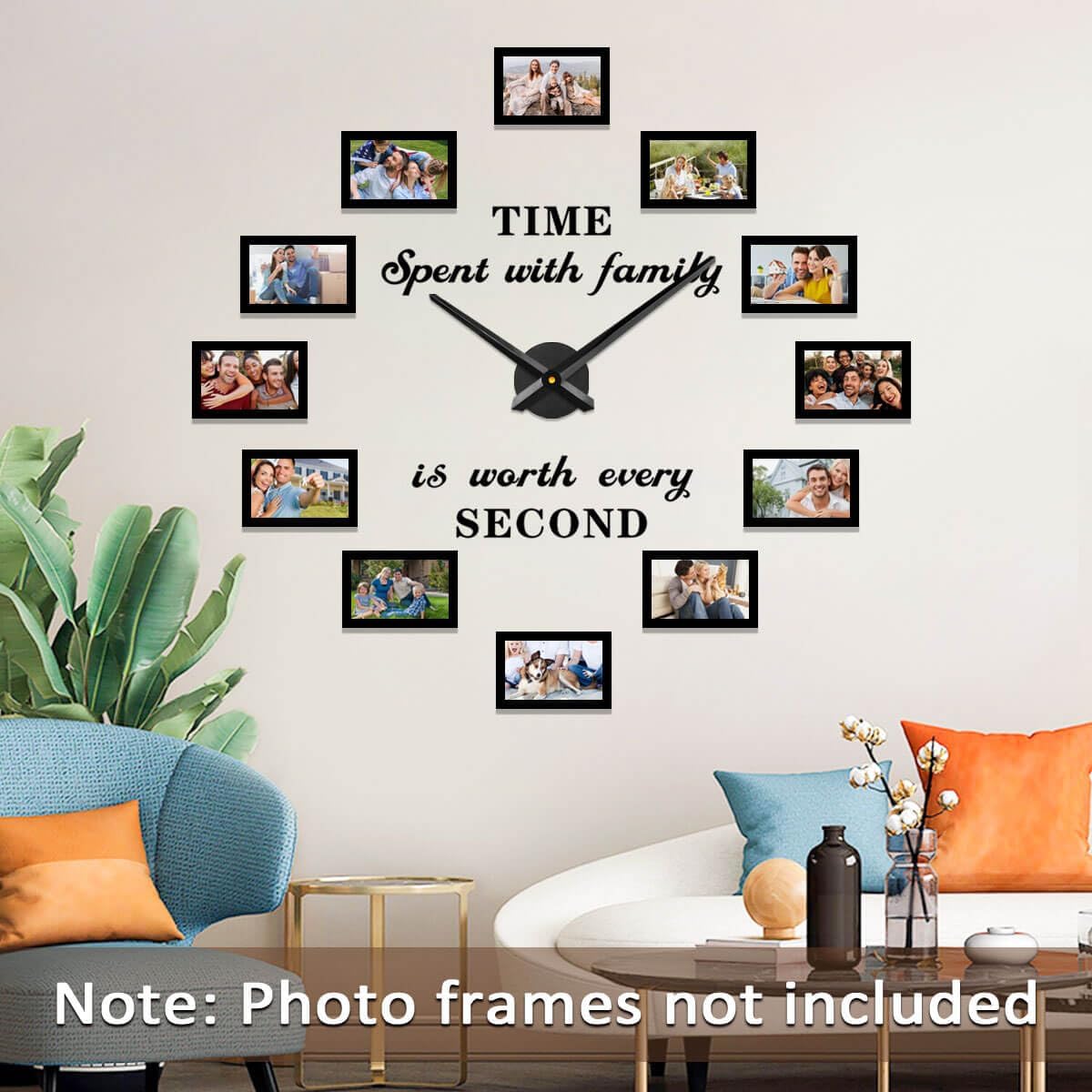 VANGOLD Large Wall Clock with 3D DIY Clock Hands Needles, Mechanism & Wall Sticker for Home Office Decor