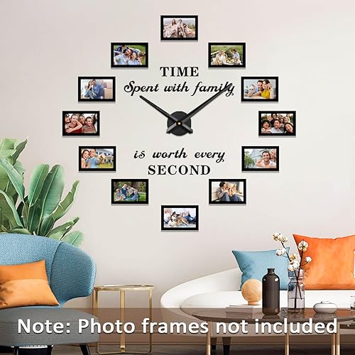 Miniatura 2 de VANGOLD Reloj de pared grande con agujas de reloj 3D DIY, mecanismo y adhesivo de pared para decoración de oficina en casa