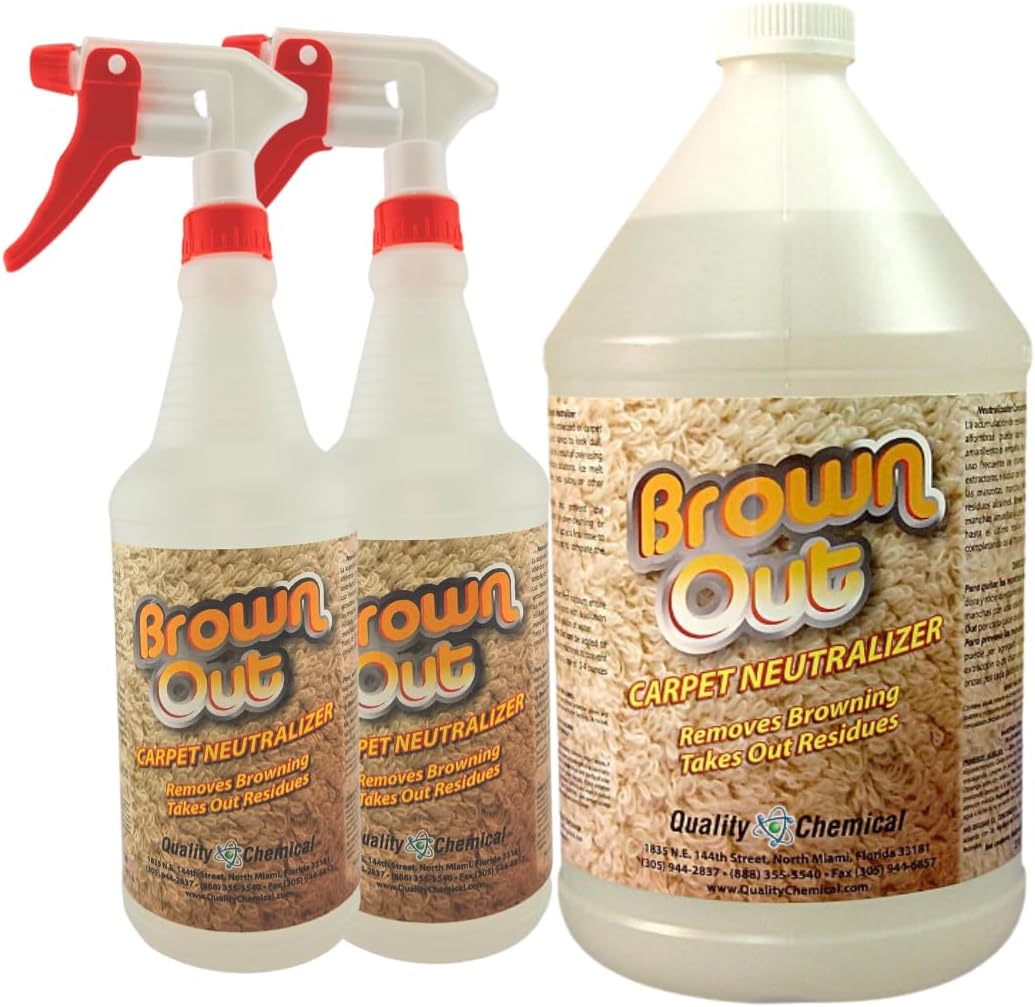 Quality Chemical Brown Out Carpet Stain Remover/Carpet Cleaner Solution for Machine/Carpet Cleaning Solution/Carpet Clean/Rug Cleaner Solution/Carpet Shampoo Cleaner/Rug Shampoo - 128 oz (Combo)