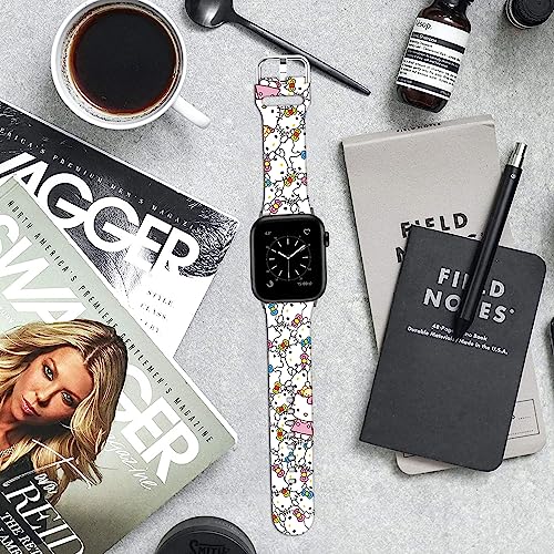 Leotop Compatible with Apple Watch Band Hello Kt 49mm 45mm 44mm 42mm,Soft Silicone Kawaii Cute Sport Strap Compatible with iWatch Ultra Series 9 8 7 6 5 4 3 2 1 SE/SE 2 for Kids Girls Women. - Image 6