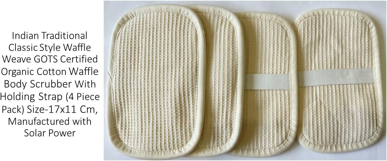 Organic Cotton Reusable Long Lasting Sponge Scrubber - Pack of 4 - Sustainable & Eco-Friendly - GOTS Certified - Go Green Organics Cleaning Sponges (17 x 11 Cms) Natural image 4