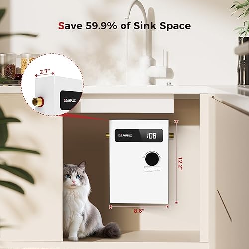 Vista 3 de CAMPLUX Calentador de Agua Eléctrico Sin Tanque de 8kW 240 Voltios, Calentador de Agua Caliente Instantáneo Bajo Demanda con Automodulación