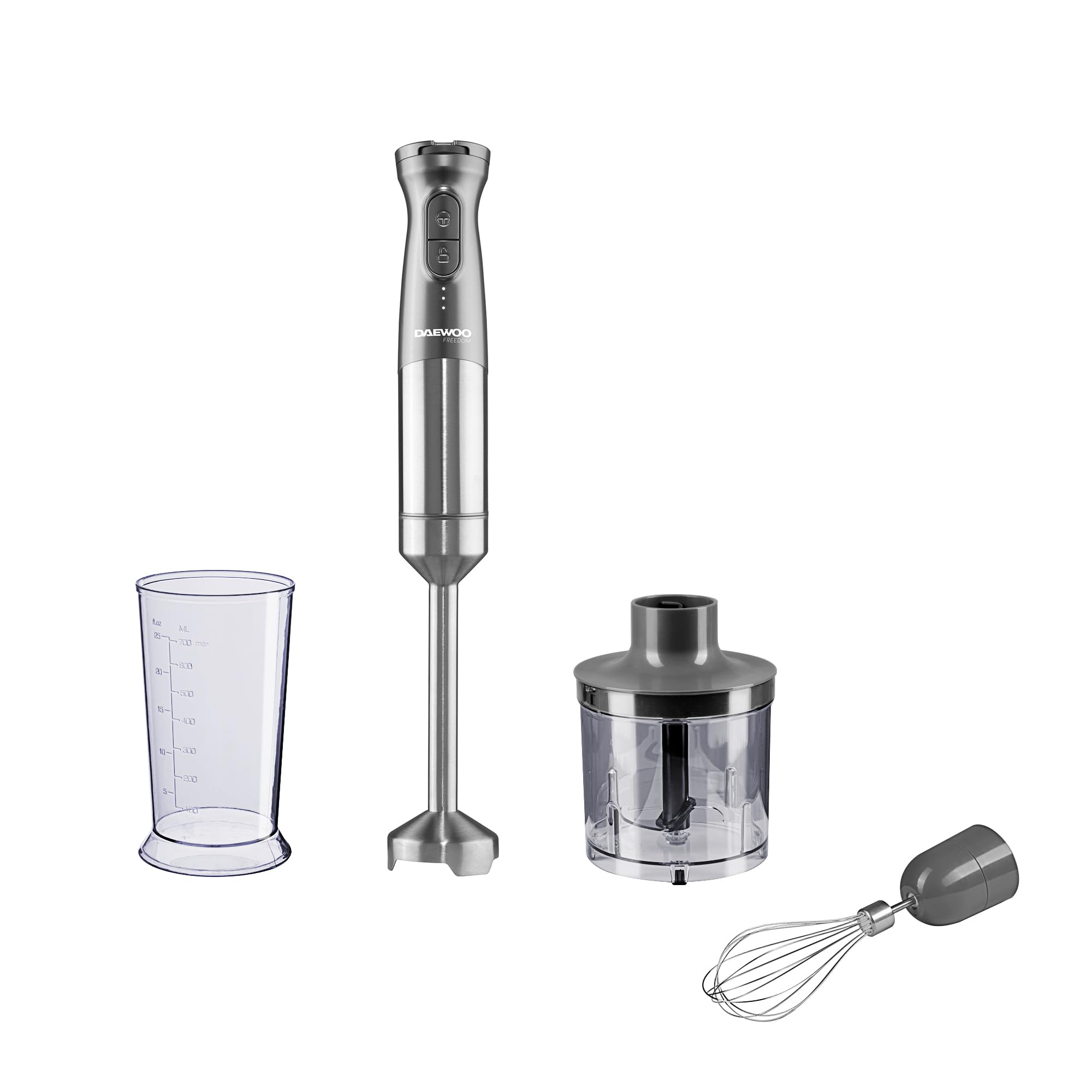 Daewoo Cream/Light 200W Cordless Pro 3-In-1 Hand Blender Set With Whisk, Chopper & Jug