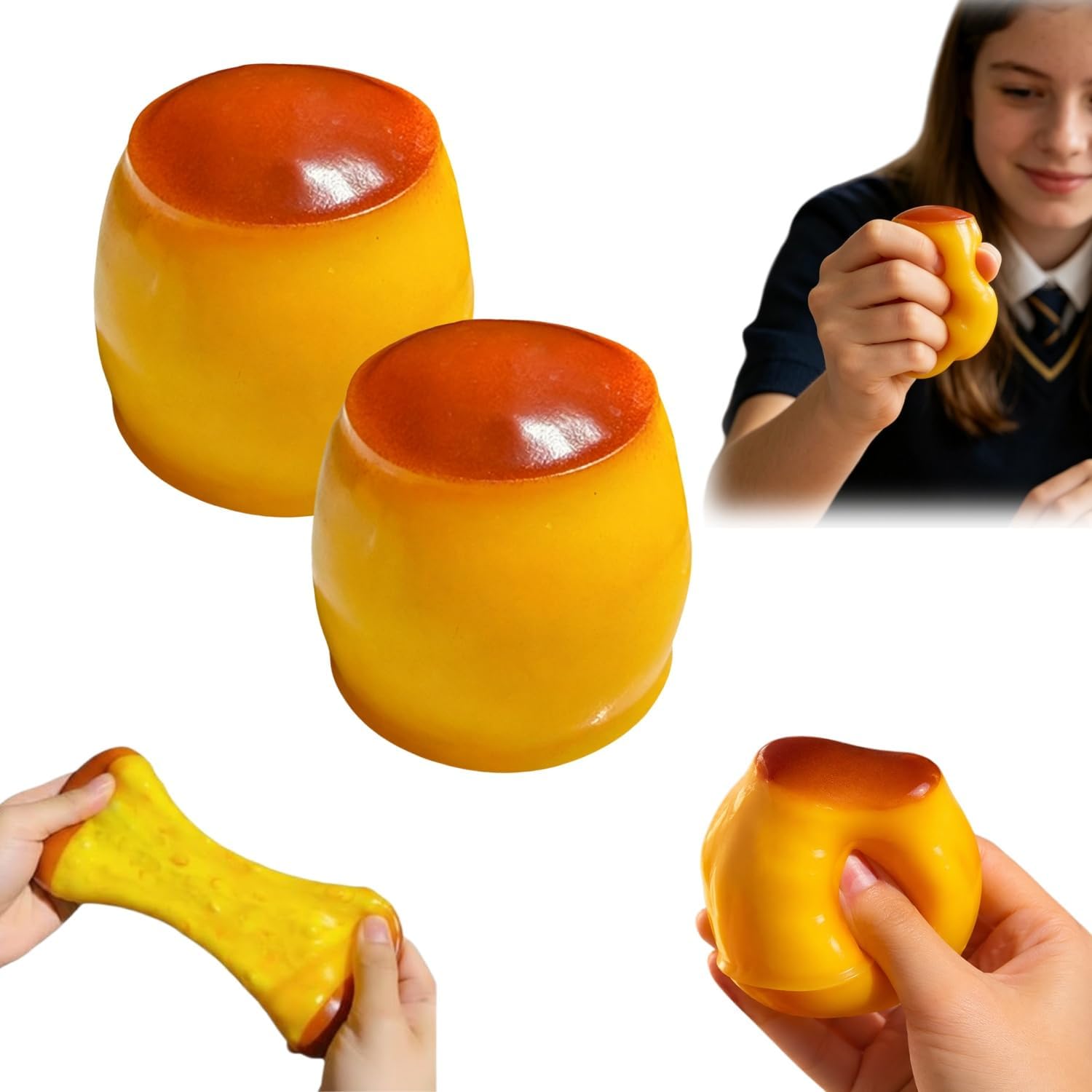 Crunchy Squishy, Crunchy Mango Squishy, Mango Squishies, Crunchy Squishies Mango Squeeze Stress Ball, Color Changing Fidget Toy, Chameleon Mango Stress Ball for Adults Anxiety Relief (Pudding-2Pcs)