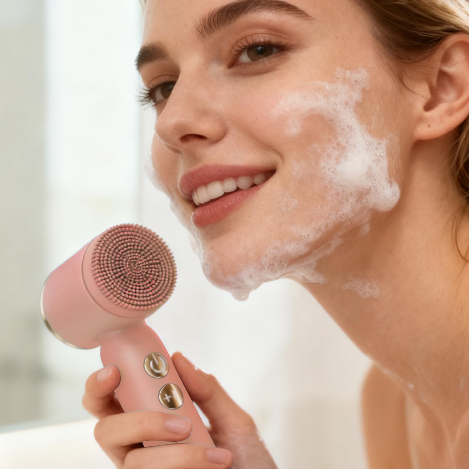 Elektrische Gesichtsreinigungsbürste, 6 in 1 Gesichtsbürste, Tiefenreinigung & Peeling, Wasserdichte Gesichtsbürste elektrisch mit 3-Stufige Rotation, Wiederaufladbar, IPX6 für alle Hauttypen